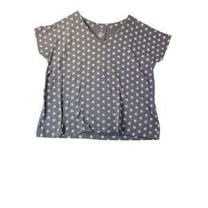 J Jill Womens M Petite Gray Pleated Back Tee Supima Cotton Tencel Soft Casual